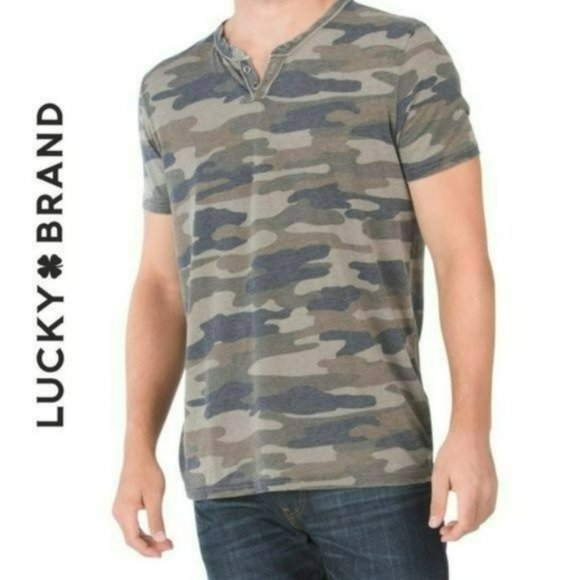 Lucky Brand Other - NWT LUCKY BRAND Venice Burnout Notch Neck Camo Print Ultra Soft Cotton T-Shitrt